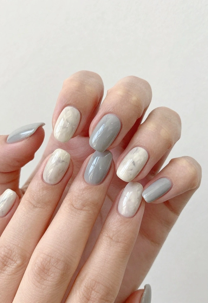 17 Winter Almond Nails Ideas: Sleek Cold Season Shape - 8. Subtle Marble Effect 1