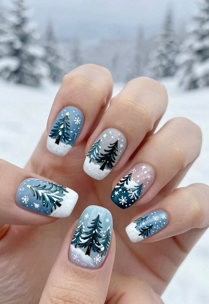 17 Winter Nails 2025 Fresh Seasonal Trends - 17. Winter Wonderland Nail Art 1
