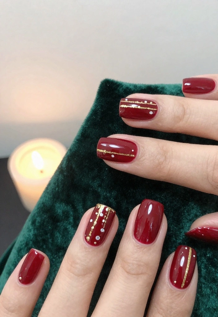 17 Winter Nails 2025 Fresh Seasonal Trends - 2. Festive Red with Gold Accents 1