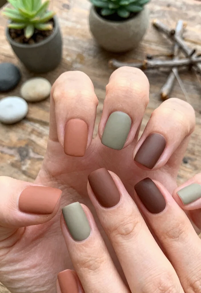 17 Winter Nails 2025 Fresh Seasonal Trends - 3. Earthy Tones with a Matte Finish 1