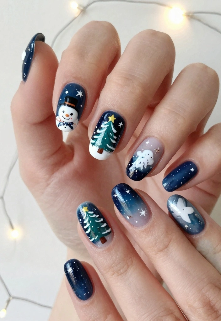 17 Winter Nails 2025 Fresh Seasonal Trends - 9. Whimsical Winter Scenes 1