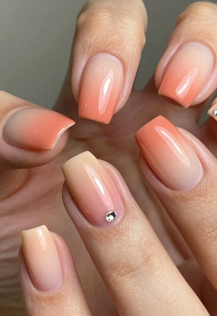 18 Ombre Nail Designs Ideas Smooth Color Blends - 3. Peach to Coral 1