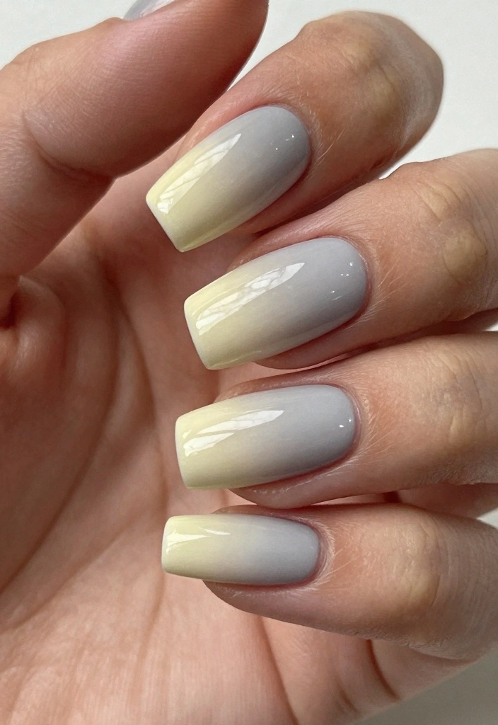 18 Ombre Nail Designs Ideas Smooth Color Blends - 5. Cream to Soft Gray 1