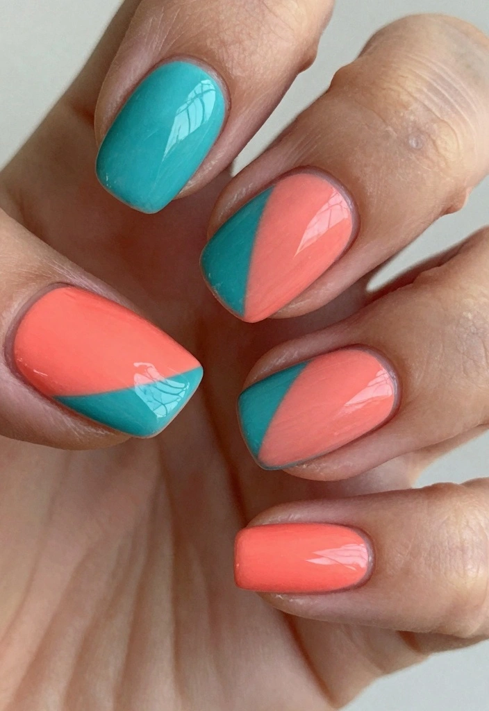 18 Simple Nail Art Ideas for Clean Creative Details - 15. Color Blocked Designs 1