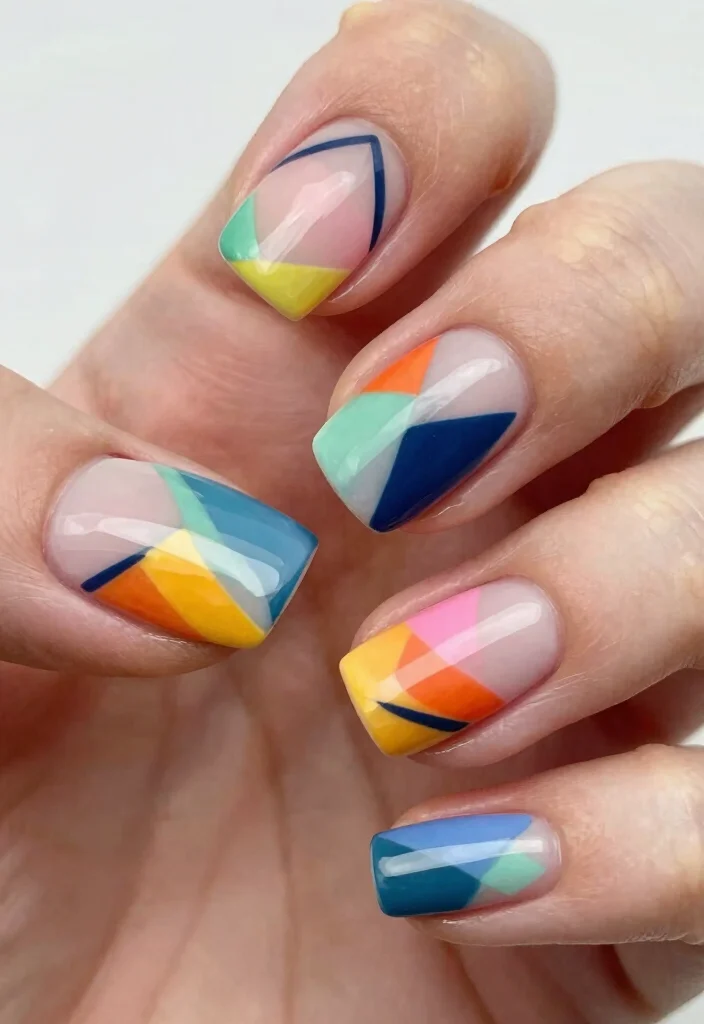 18 Simple Nail Art Ideas for Clean Creative Details - 6. Geometric Nail Art 1