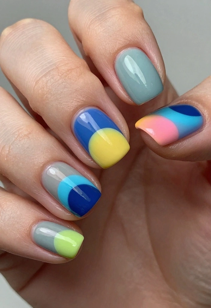 18 Simple Nail Art Ideas for Clean Creative Details - 8. Colorful Half-Moons 1