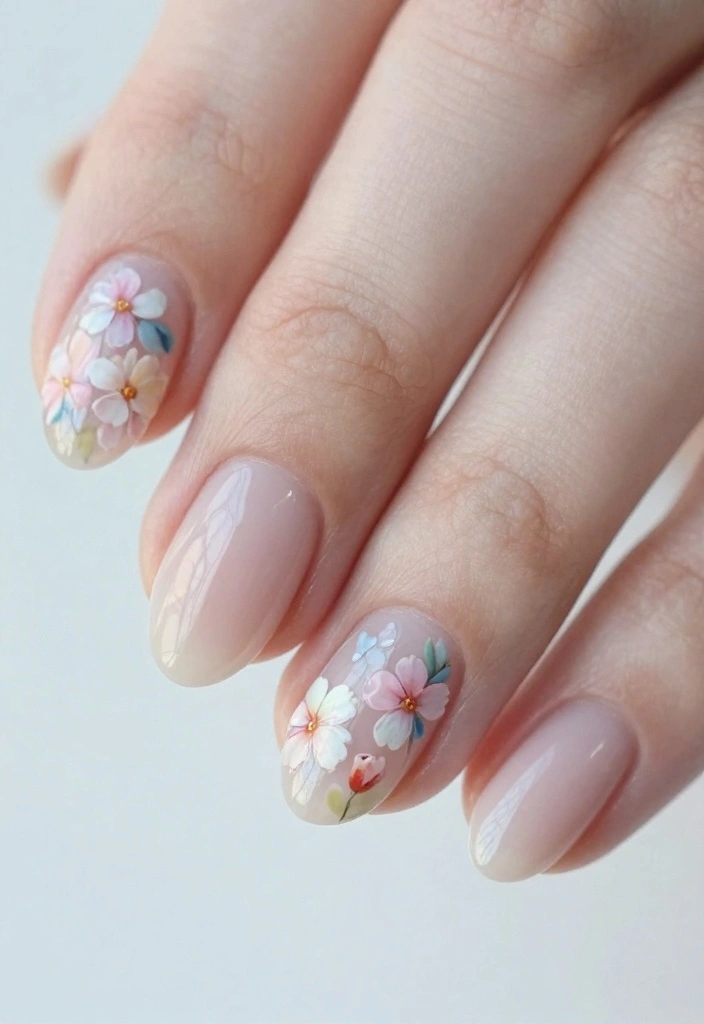 18 Simple Nail Art Ideas for Clean Creative Details - 9. Soft Floral Accents 1