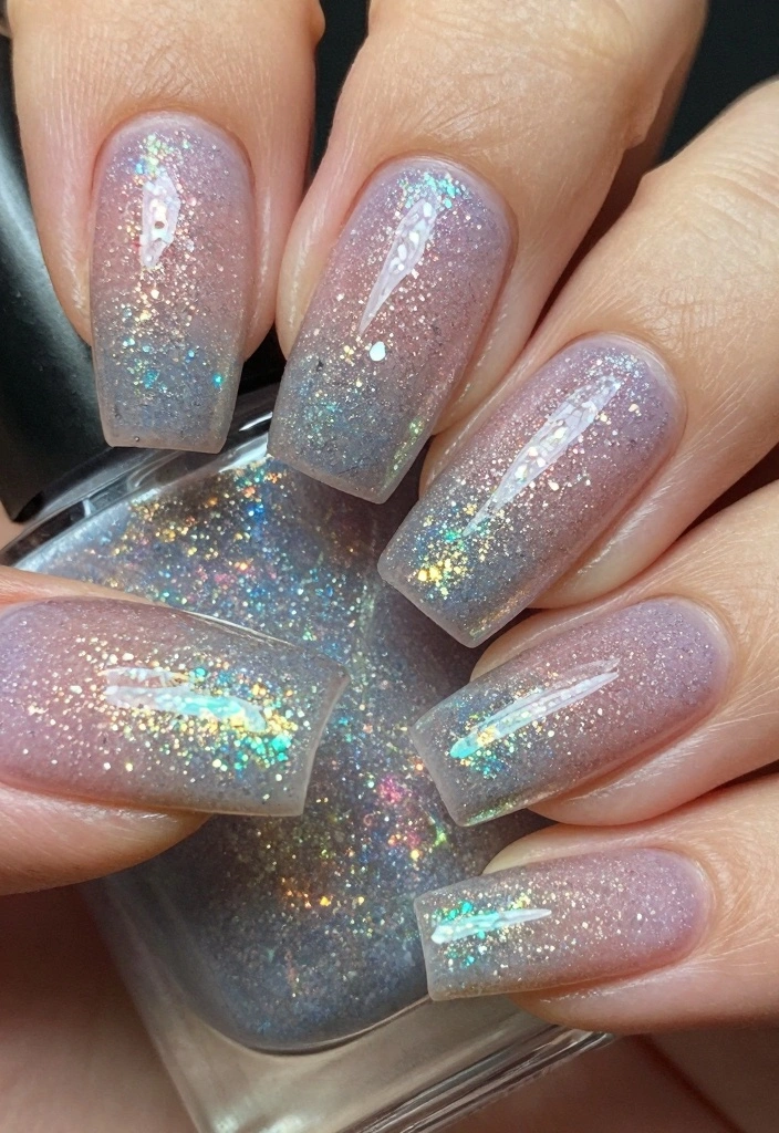 18 White French Nails Ideas Timeless Clean Style - 11. Glitter Gradient French Tips 1