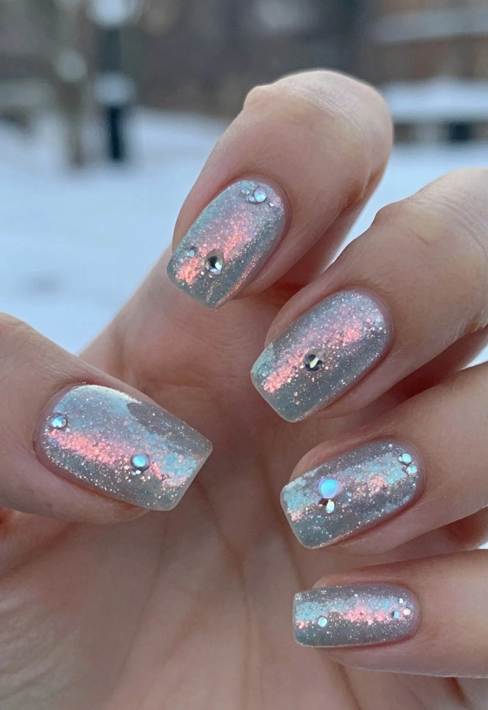 18 Winter Christmas Nails Ideas: Sparkly Festive Glam - 12. Pearlescent Wonderland 1