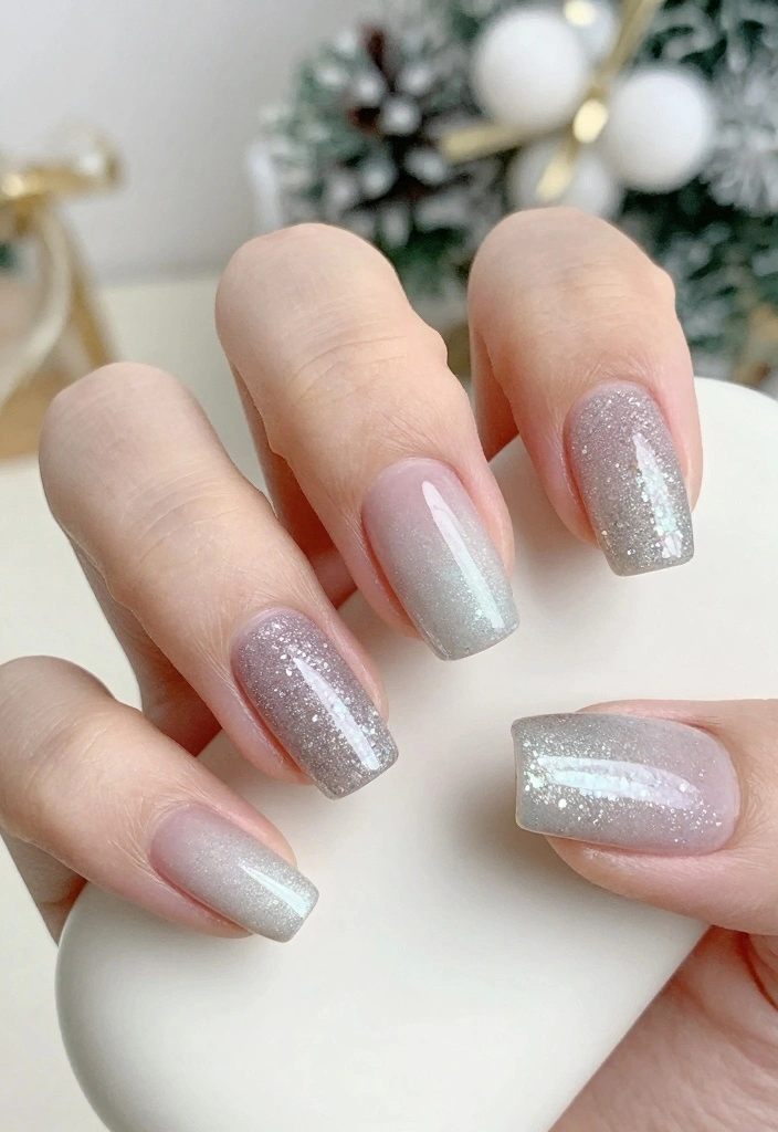 18 Winter Christmas Nails Ideas: Sparkly Festive Glam - 14. Elegant Glitter Fade 1