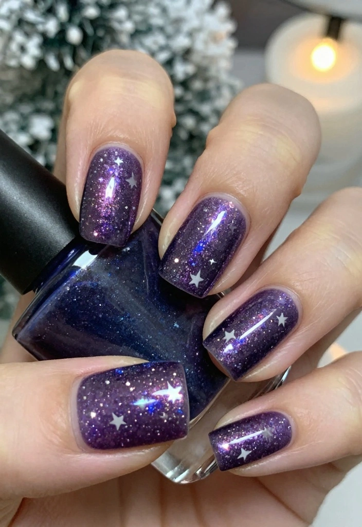 18 Winter Christmas Nails Ideas: Sparkly Festive Glam - 16. Twinkling Twilight 1