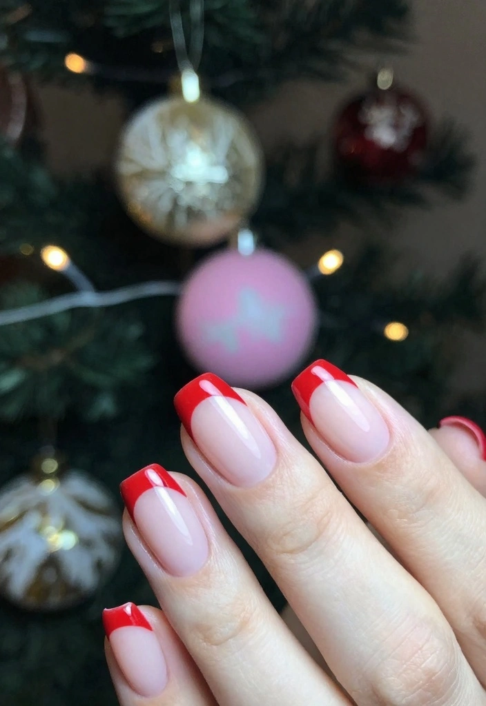 18 Winter Nails Ideas Cozy Trend Forward Style - 10. Festive French Manicure 1
