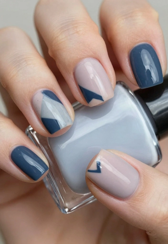 18 Winter Nails Ideas Cozy Trend Forward Style - 15. Geometric Winter Shapes 1