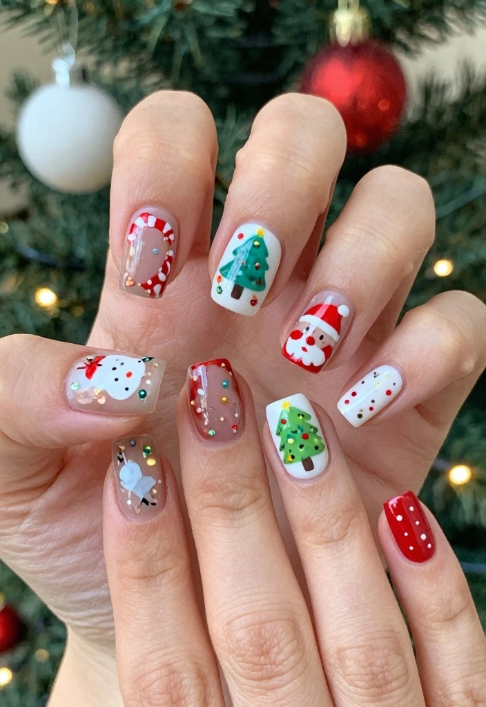 18 Winter Nails Ideas Cozy Trend Forward Style - 18. Holiday Nail Art Stickers 1