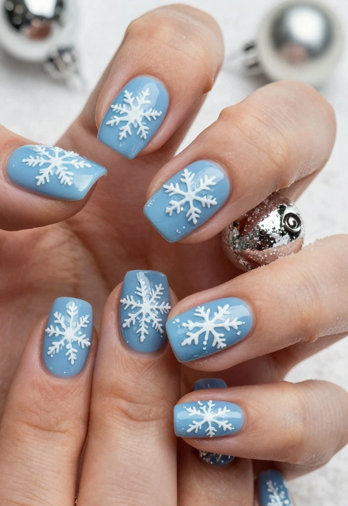18 Winter Nails Ideas Cozy Trend Forward Style - 2. Snowflake Nail Art 1