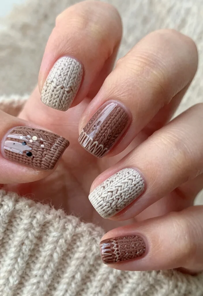 18 Winter Nails Ideas Cozy Trend Forward Style - 3. Cozy Sweater Knit Patterns 1