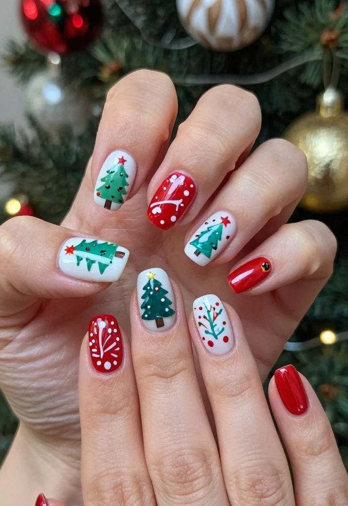 18 Winter Nails Ideas Cozy Trend Forward Style - 8. Whimsical Christmas Trees 1