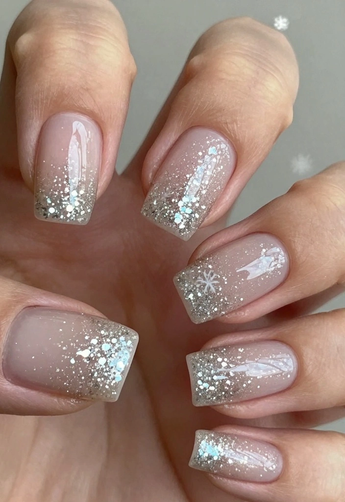 18 Winter Nails Ideas Cozy Trend Forward Style - 9. Icy Glitter Tips 1