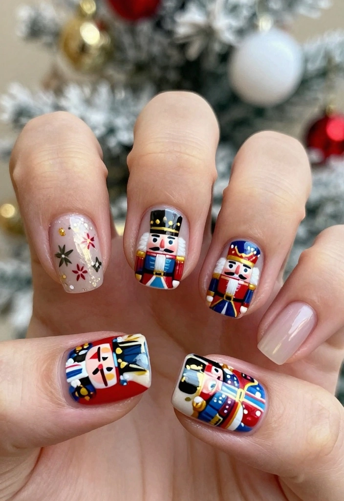 18 Xmas Nails Ideas Festive Cute and Glam - 14. Nutcracker Magic 1
