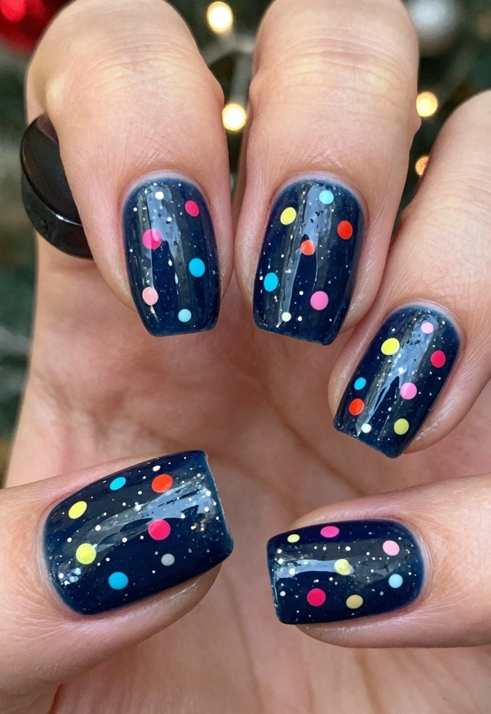 18 Xmas Nails Ideas Festive Cute and Glam - 17. Twinkling Christmas Lights 1