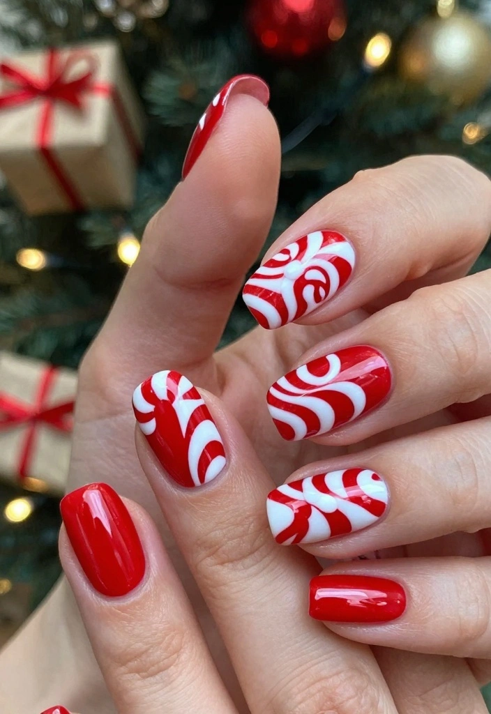 18 Xmas Nails Ideas Festive Cute and Glam - 4. Candy Cane Chic 1