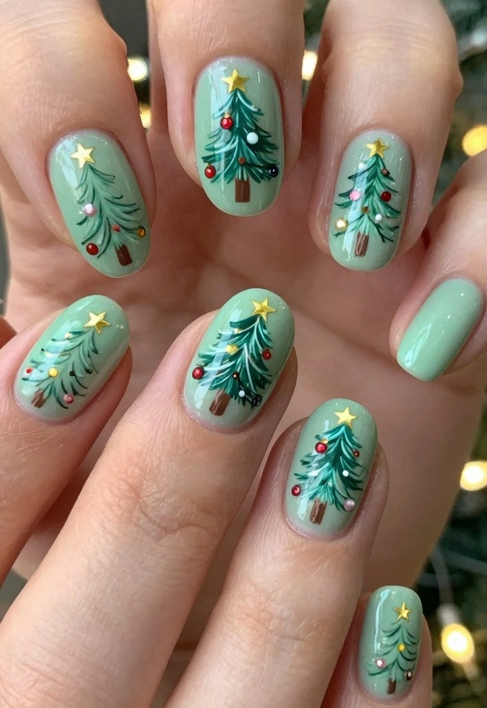 18 Xmas Nails Ideas Festive Cute and Glam - 6. Christmas Tree Sparkle 1