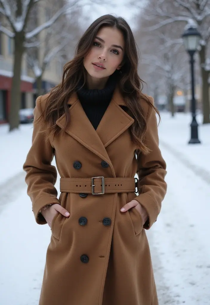 25 Chic Peacoat Womens Outfit To Copy Right Now - 13. Peacoat Styled with a Belt