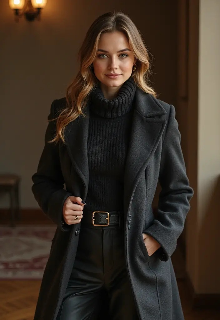 25 Chic Peacoat Womens Outfit To Copy Right Now - 23. Peacoat with Luxe Fabrics