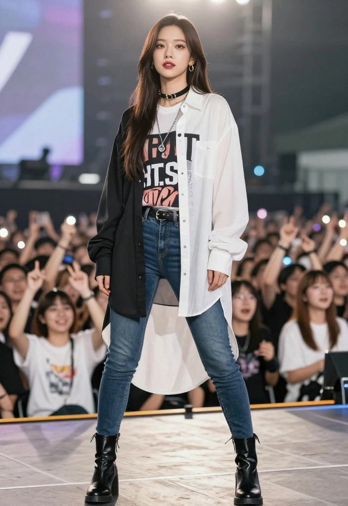 14 BTS Concert Outfit Ideas For Women With Fan Energy - 3. Long-Line Layering 1