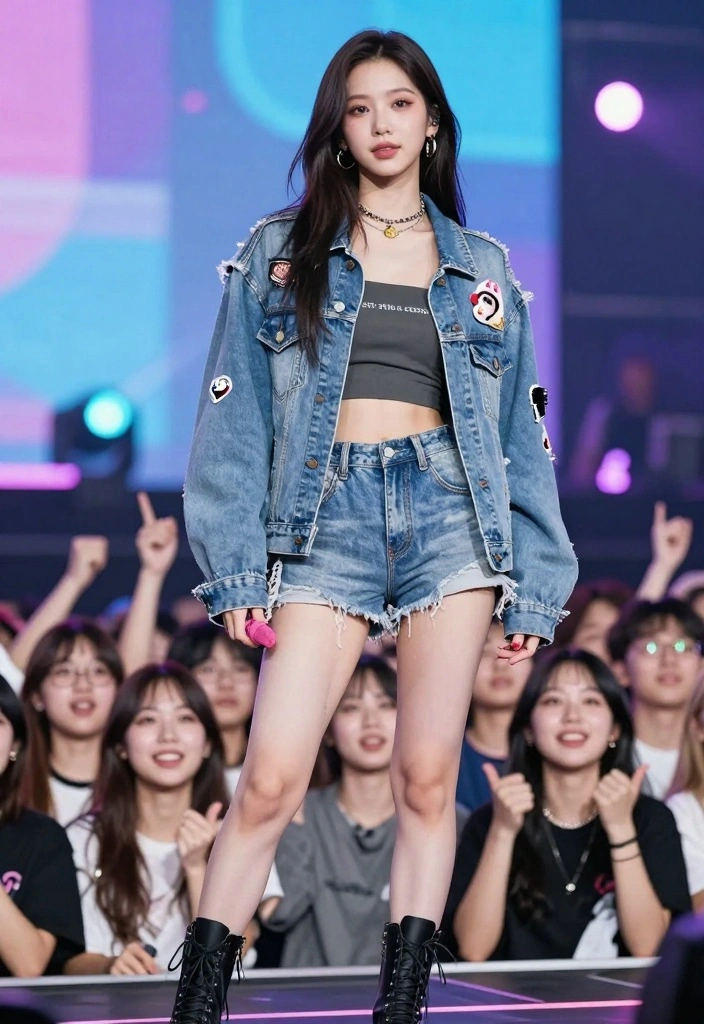 14 BTS Concert Outfit Ideas For Women With Fan Energy - 5. Edgy Denim Jacket Look 1