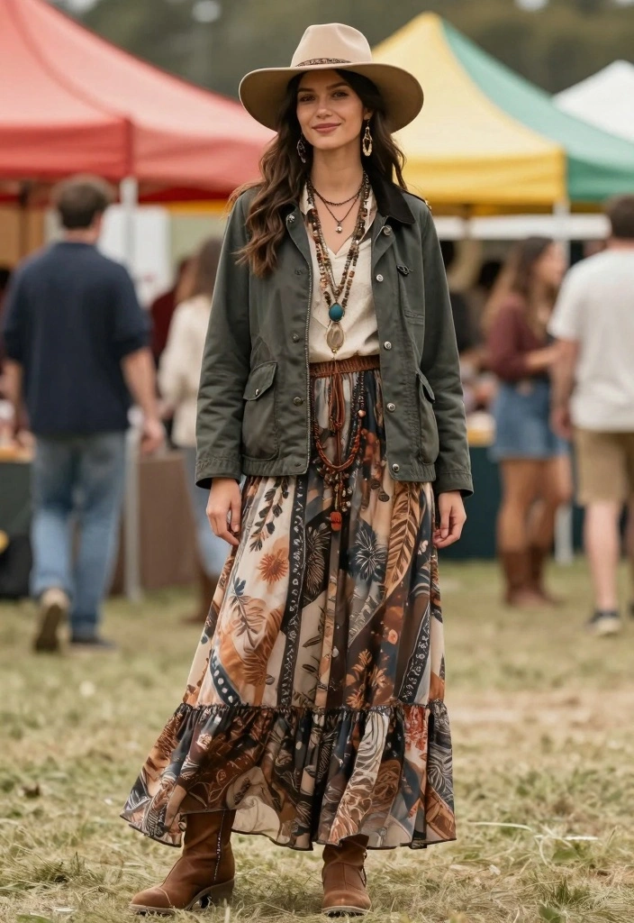 14 Barbour Jacket Outfit Ideas For Women With Classic Style - 10. Boho Chic Vibes 1