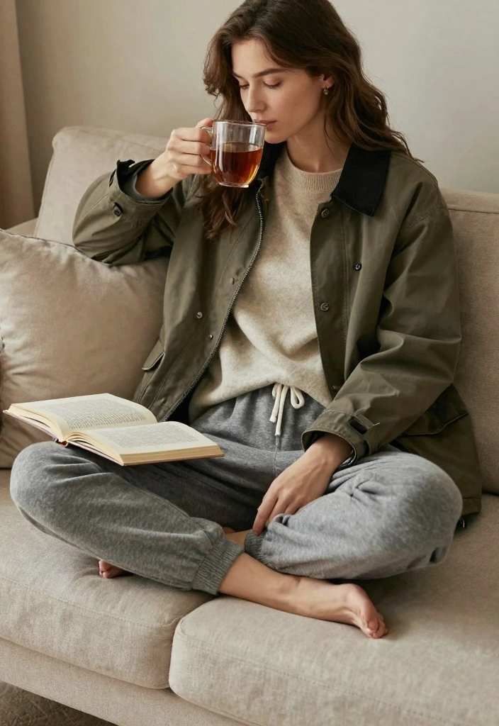 14 Barbour Jacket Outfit Ideas For Women With Classic Style - 14. Cozy Loungewear Look 1