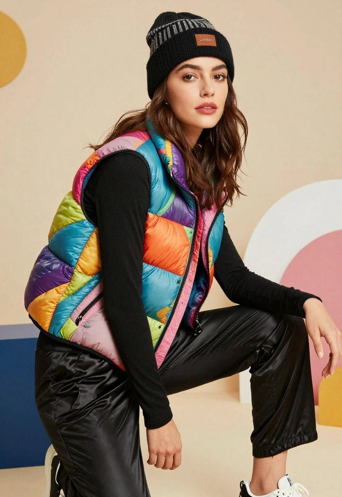 14 Black Satin Pants Outfit Ideas For Women With Luxe Vibes - 13. Textured Look with a Quilted Vest 1