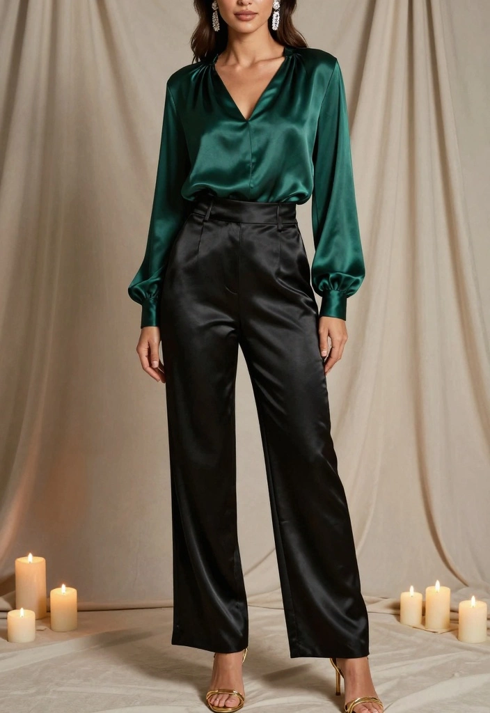 14 Black Satin Pants Outfit Ideas For Women With Luxe Vibes - 3. Elegant Evening Wear with a Silk Blouse 1