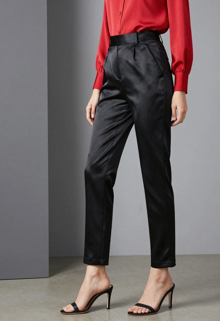 14 Black Satin Pants Outfit Ideas For Women With Luxe Vibes - 7. Statement Look with Bold Colors 1
