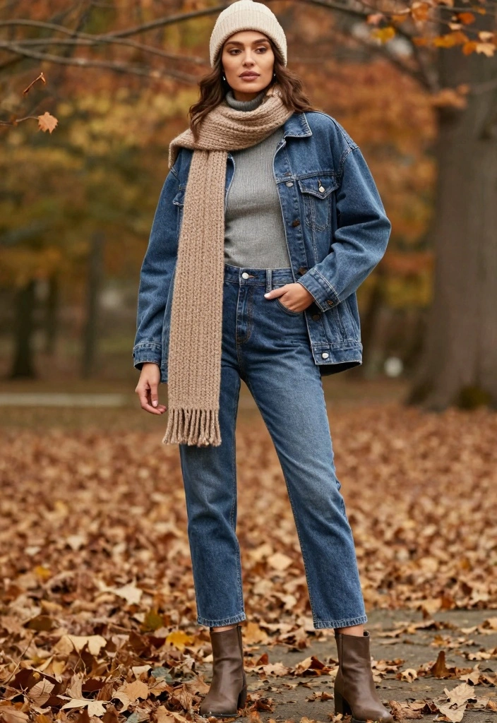 14 Denim Jumpsuit Outfit Ideas for Black Women - 6. Layered Denim Jumpsuit for Chilly Days 1