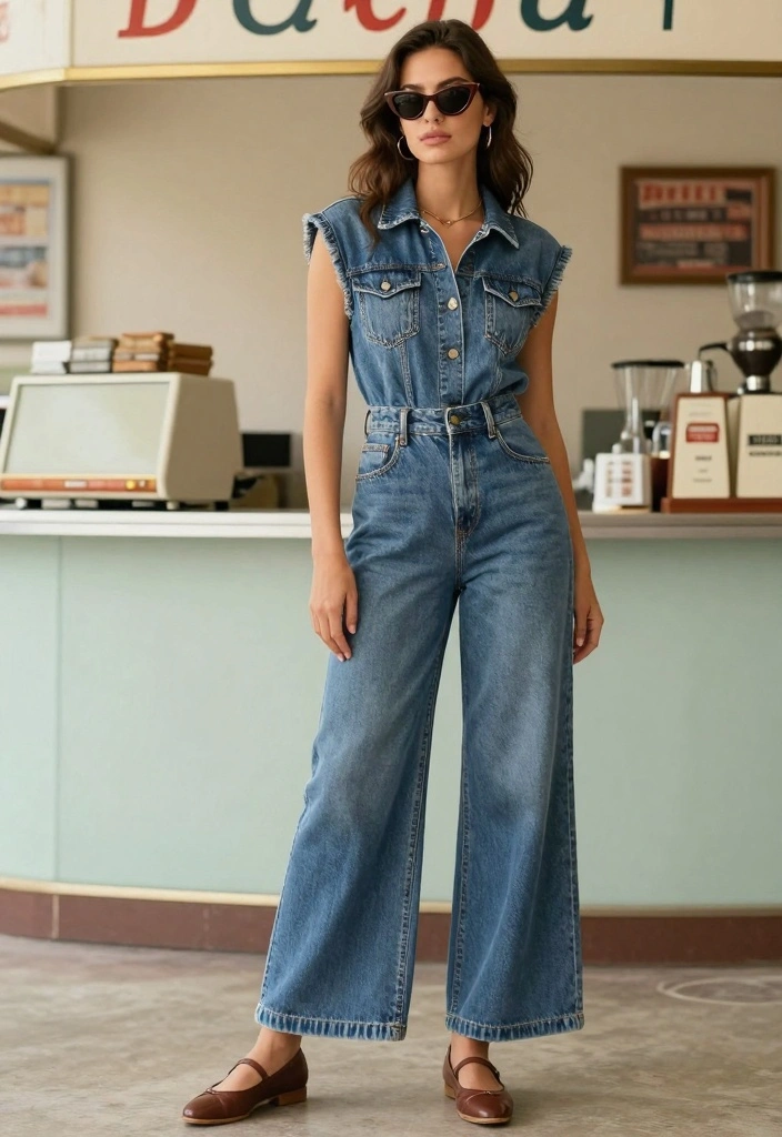 14 Denim Jumpsuit Outfit Ideas for Black Women - 9. Vintage-Inspired Denim Jumpsuit Look 1