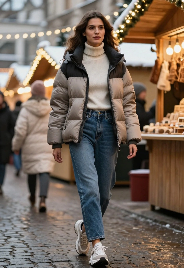 14 Jacket And Jeans Outfit Ideas For Women That Always Work - 11. The Puffer Jacket Trend 1