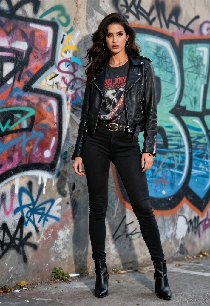 14 Jacket And Jeans Outfit Ideas For Women That Always Work - 3. The Edgy Leather Jacket 1