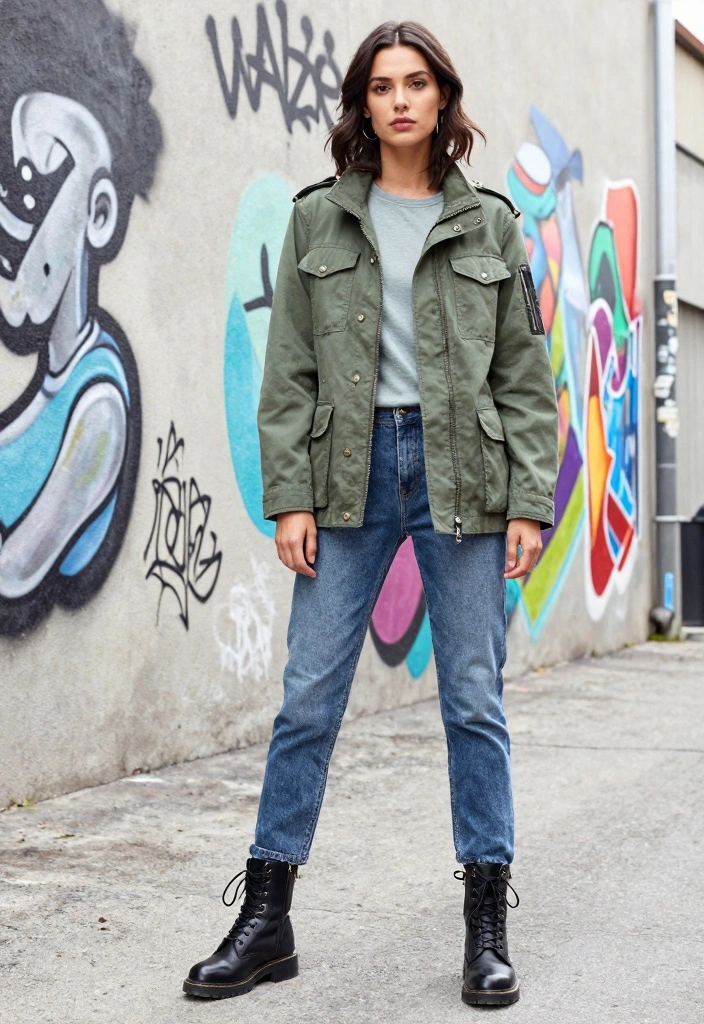 14 Jacket And Jeans Outfit Ideas For Women That Always Work - 6. The Vintage Military Jacket 1