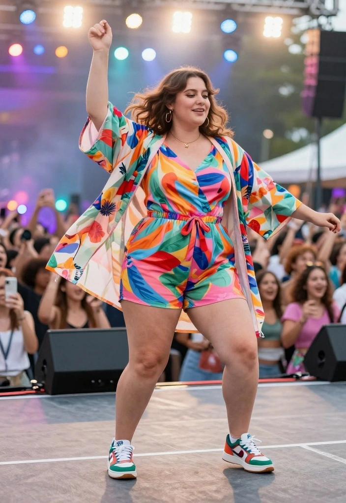 14 Jelly Roll Concert Outfit Ideas For Women - 11. Colorful Rompers 1