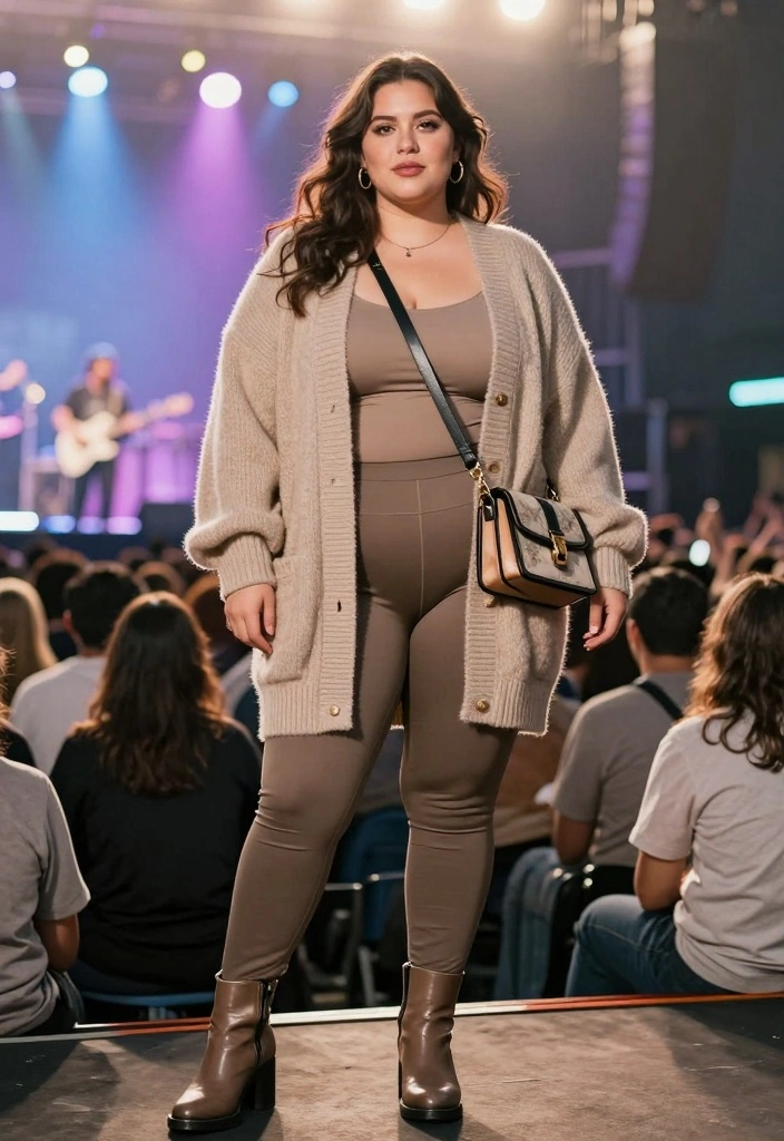 14 Jelly Roll Concert Outfit Ideas For Women - 8. Cozy Cardigans & Leggings 1