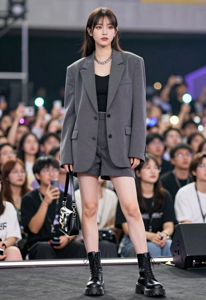 14 Pop Concert Outfit Ideas For Women With Trendy Style - 5. Tailored Shorts with an Oversized Blazer 1