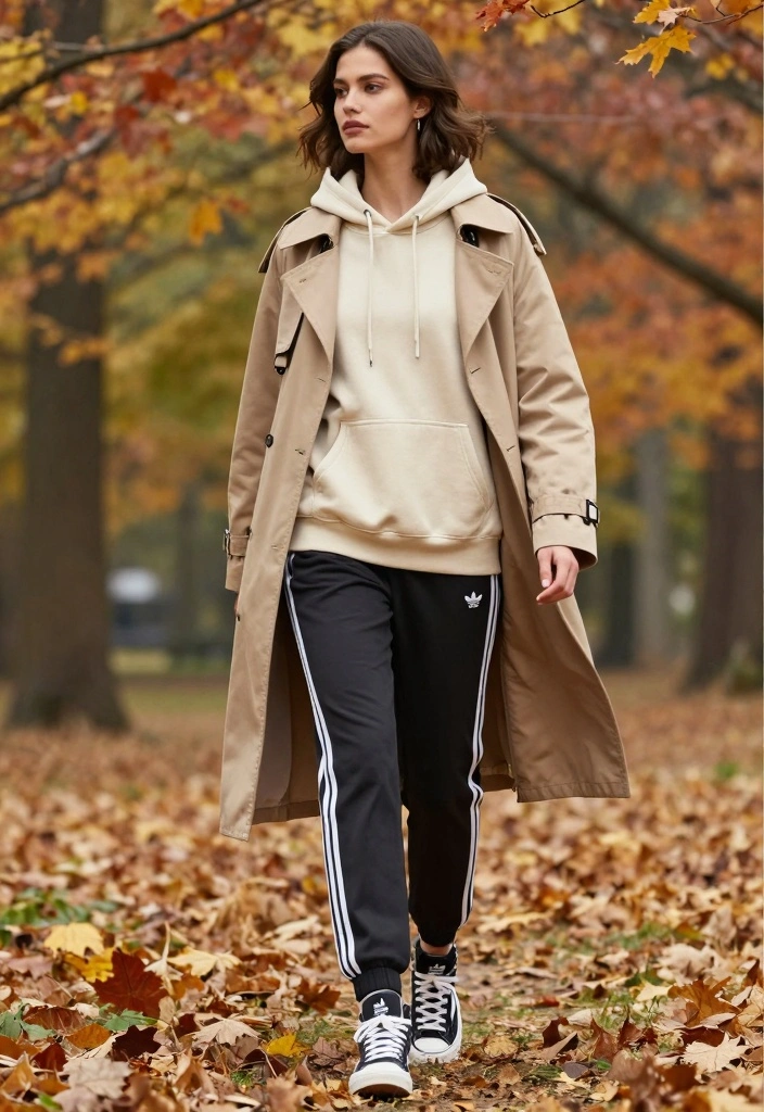 15 Adidas Pants Outfit Ideas For Women With Sporty Style - 3. Effortless Layering with Hoodie 1