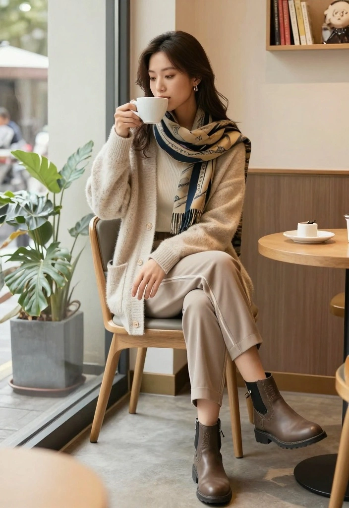 15 Adidas Pants Outfit Ideas For Women With Sporty Style - 9. Cozy Casual with Cardigans 1