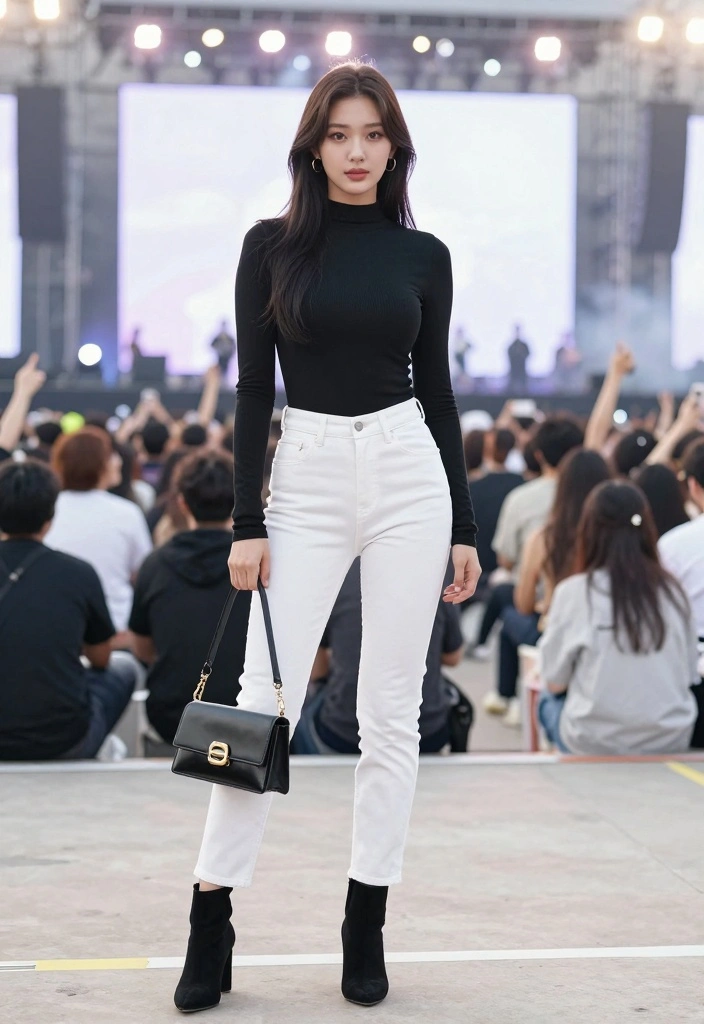 15 Aespa Concert Outfit Ideas For Women With Kpop Style - 14. Classic Black and White 1