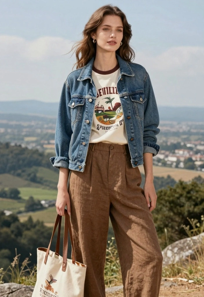 15 Brown Linen Pants Outfit Ideas For Women With Easy Chic - 10. Weekend Getaway Ready 1