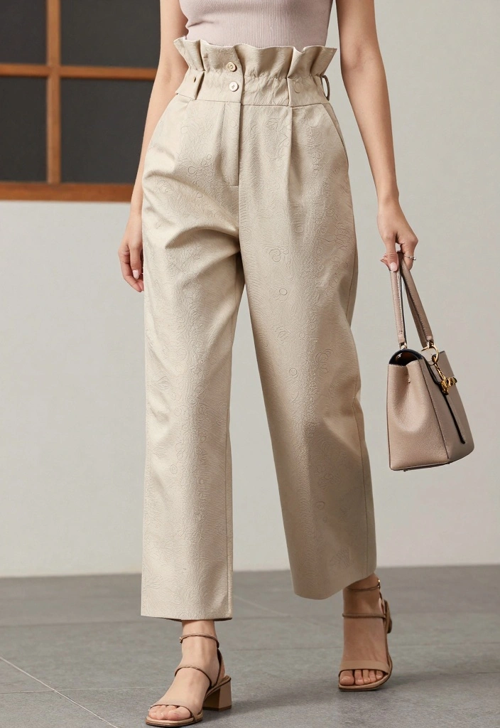 15 Classy Pants And Top Outfit Ideas For Women - 13. Paper Bag Waist Pants with Fitted Top 1
