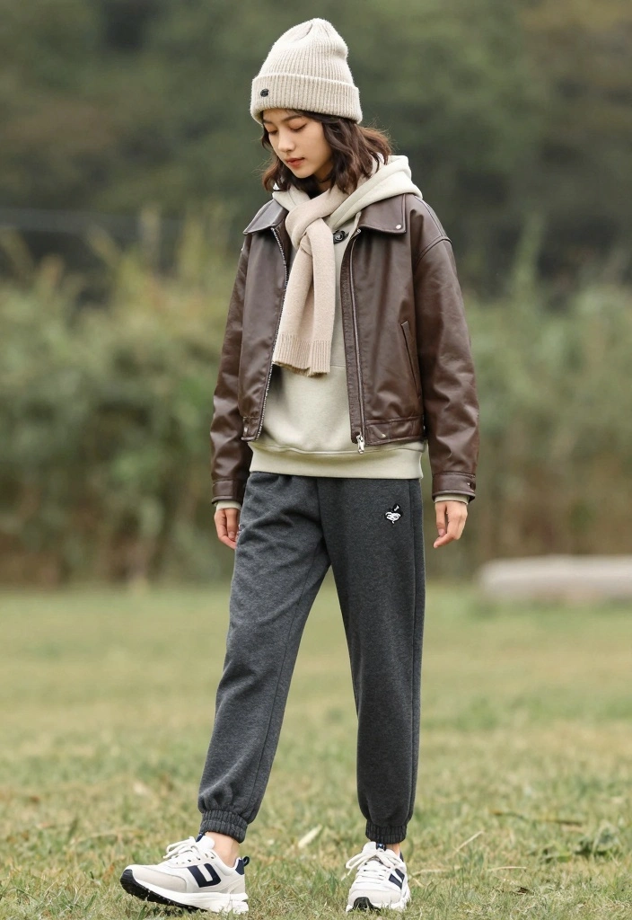 15 Cropped Leather Jacket Outfit Ideas For Women With Balance - 12. Cozy Layering with a Hoodie 1