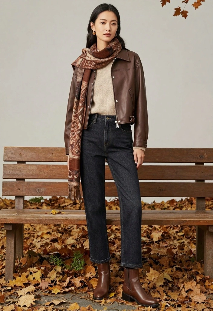 15 Cropped Leather Jacket Outfit Ideas For Women With Balance - 2. Layered for Fall 1